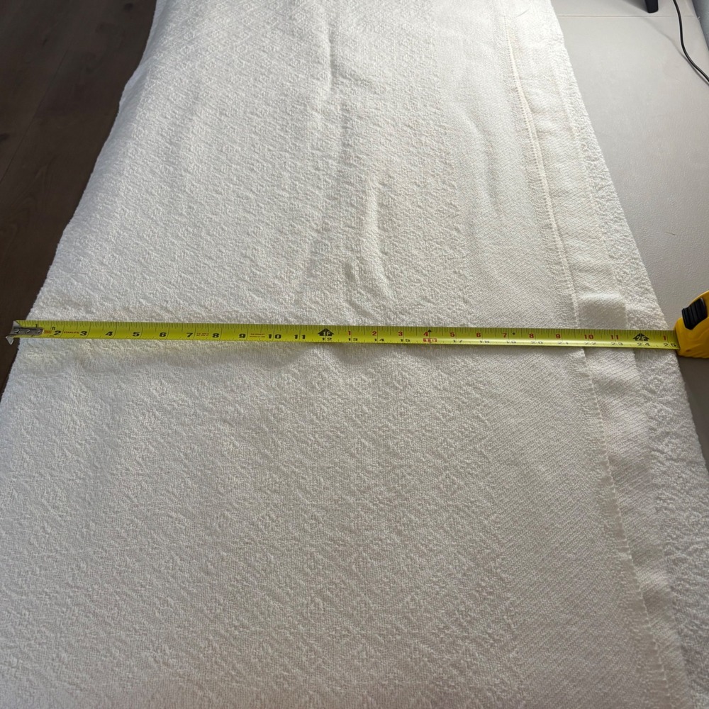 VTG Ivory Cotton Diamond Matelasse Woven Blanket Geometric Textured Cottagecore - Picture 7 of 8